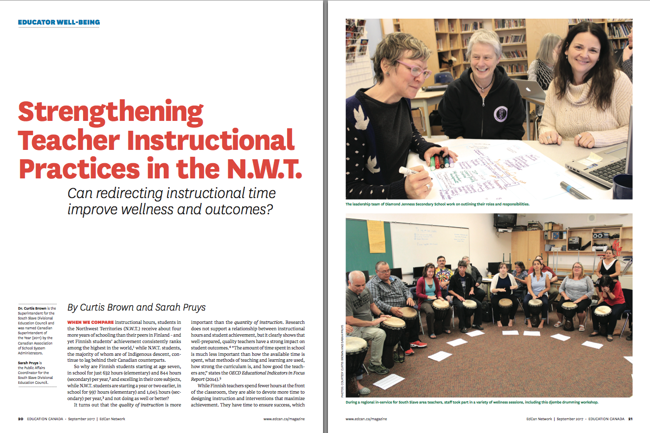 “Strengthening Teacher Instructional Practices in the N.W.T.: Can redirecting instructional time improve wellness and outcomes?” by Curtis Brown and Sarah Pruys